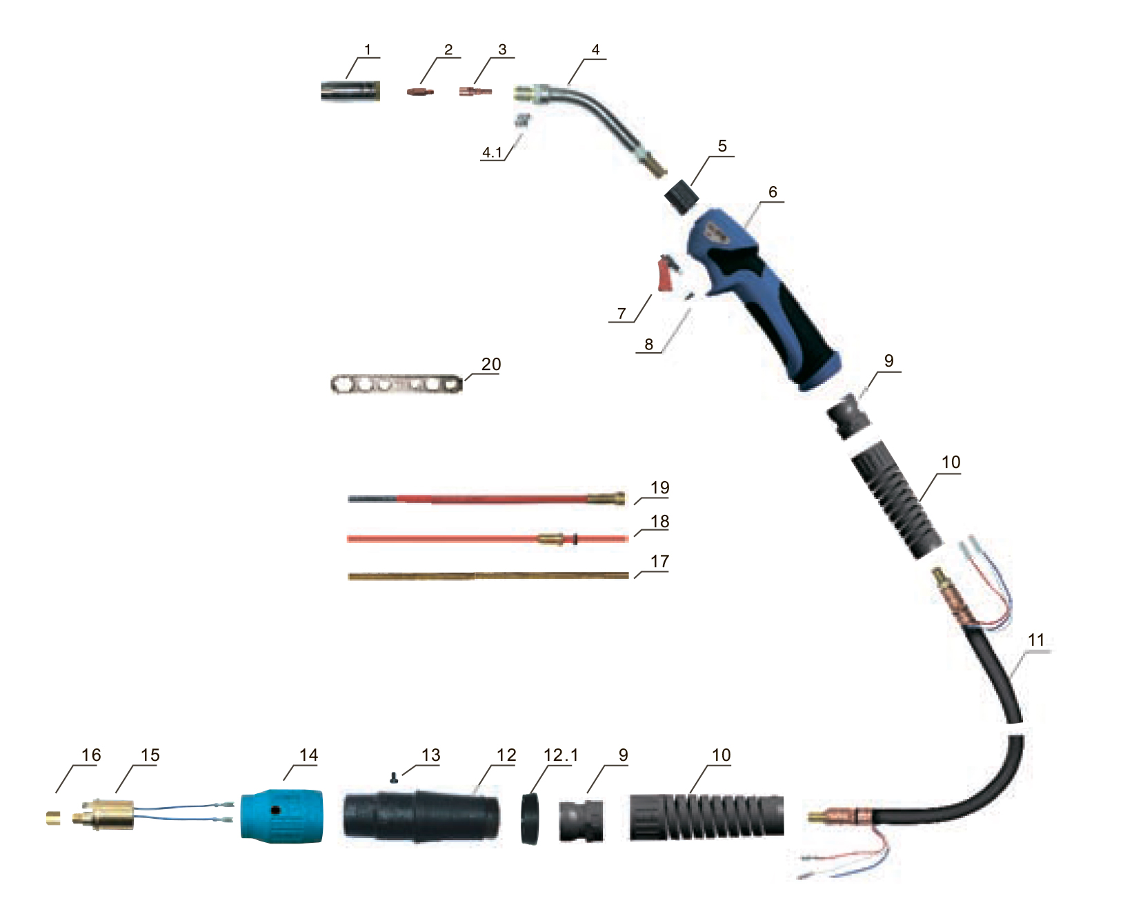 BLUEWELD сварочная горелка 25 схема